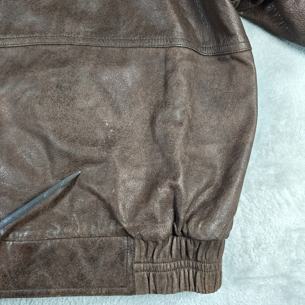 Vintage John Ashford Outdoors Jacket Mens Large Brown Leather Bomber Quilted